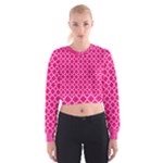 Hot pink quatrefoil pattern Women s Cropped Sweatshirt