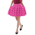 Hot pink quatrefoil pattern A-Line Pocket Skirt
