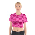 Hot pink quatrefoil pattern Cotton Crop Top
