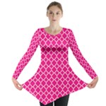 Hot pink quatrefoil pattern Long Sleeve Tunic 