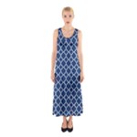 Navy blue quatrefoil pattern Sleeveless Maxi Dress