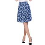 Navy blue quatrefoil pattern A-Line Skirt