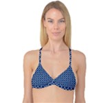 Navy blue quatrefoil pattern Reversible Tri Bikini Top