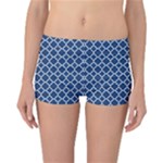 Navy blue quatrefoil pattern Reversible Boyleg Bikini Bottoms