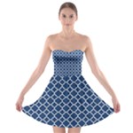 Navy blue quatrefoil pattern Strapless Bra Top Dress