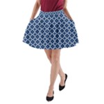 Navy blue quatrefoil pattern A-Line Pocket Skirt