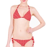 Red White Quatrefoil Classic Pattern Bikini Set