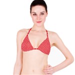 Red White Quatrefoil Classic Pattern Bikini Top