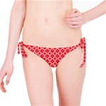 Red White Quatrefoil Classic Pattern Bikini Bottom