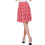Poppy Red Quatrefoil Pattern A-Line Skirt