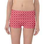 Red White Quatrefoil Classic Pattern Boyleg Bikini Bottoms