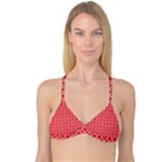 Red White Quatrefoil Classic Pattern Reversible Tri Bikini Top