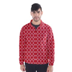 Poppy Red Quatrefoil Pattern Wind Breaker (men) by Zandiepants