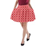 Poppy Red Quatrefoil Pattern A-Line Pocket Skirt