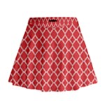 Poppy Red Quatrefoil Pattern Mini Flare Skirt