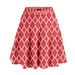 Poppy Red Quatrefoil Pattern High Waist Skirt