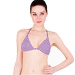 Purple Lilac White Quatrefoil Classic Pattern Bikini Top