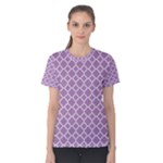Lilac Purple Quatrefoil Pattern Women s Cotton Tee