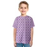 Purple Lilac White Quatrefoil Classic Pattern Kid s Sport Mesh Tee