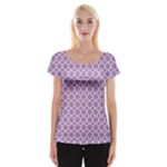 Lilac Purple Quatrefoil Pattern Women s Cap Sleeve Top