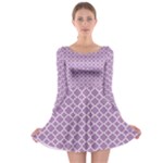 Lilac Purple Quatrefoil Pattern Long Sleeve Skater Dress