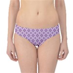 Purple Lilac White Quatrefoil Classic Pattern Hipster Bikini Bottoms