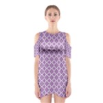 Lilac Purple Quatrefoil Pattern Women s Cutout Shoulder Dress