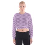 Lilac Purple Quatrefoil Pattern Women s Cropped Sweatshirt