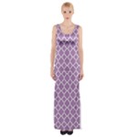 Lilac Purple Quatrefoil Pattern Maxi Thigh Split Dress