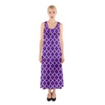Royal Purple Quatrefoil Pattern Sleeveless Maxi Dress