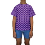 Royal Purple Quatrefoil Pattern Kid s Short Sleeve Swimwear