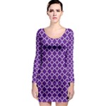 Royal Purple Quatrefoil Pattern Long Sleeve Bodycon Dress