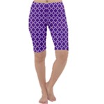 Royal Purple Quatrefoil Pattern Cropped Leggings 