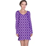 Royal Purple Quatrefoil Pattern Long Sleeve Nightdress