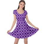 Royal Purple Quatrefoil Pattern Cap Sleeve Dress