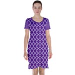 Royal Purple Quatrefoil Pattern Short Sleeve Nightdress