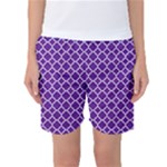 Royal Purple Quatrefoil Pattern Women s Basketball Shorts