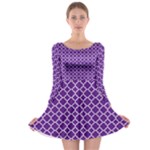Royal Purple Quatrefoil Pattern Long Sleeve Skater Dress