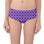 Royal Purple Quatrefoil Pattern Mid-Waist Bikini Bottoms