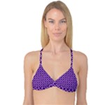 Royal Purple Quatrefoil Pattern Reversible Tri Bikini Top