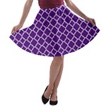 Royal Purple Quatrefoil Pattern A-line Skater Skirt