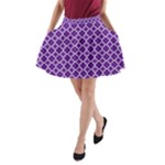 Royal Purple Quatrefoil Pattern A-Line Pocket Skirt