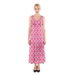 Soft Pink Quatrefoil Pattern Sleeveless Maxi Dress