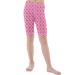 Soft Pink Quatrefoil Pattern Kid s Mid Length Swim Shorts