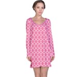 Soft Pink Quatrefoil Pattern Long Sleeve Nightdress