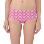 Soft Pink Quatrefoil Pattern Mid-Waist Bikini Bottoms