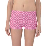 Soft Pink Quatrefoil Pattern Reversible Boyleg Bikini Bottoms