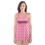 Soft Pink Quatrefoil Pattern Skater Dress Swimsuit
