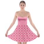Soft Pink Quatrefoil Pattern Strapless Bra Top Dress