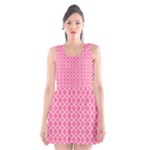 Soft Pink Quatrefoil Pattern Scoop Neck Skater Dress